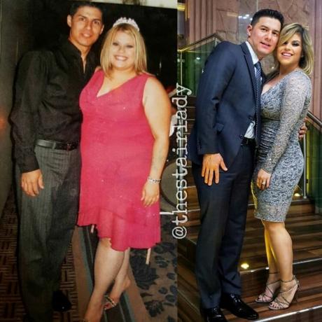 Elena und ihr Mann - sowohl vor als auch nach der Gewichtsabnahme